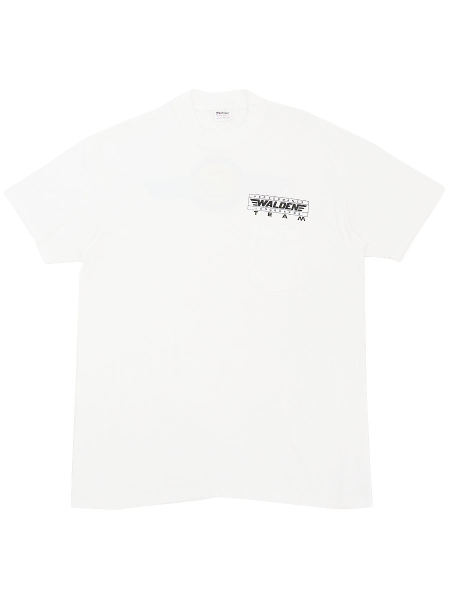 80's Stedman ''WALDEN'' 両面プリント ポケットTシャツ ホワイト 表記(XL) USA製