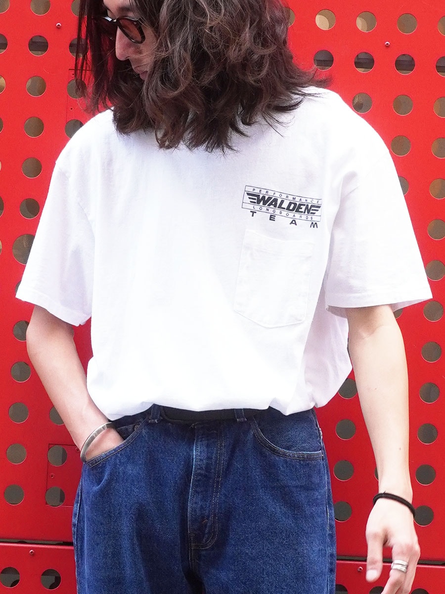 80's Stedman ''WALDEN'' 両面プリント ポケットTシャツ ホワイト 表記(XL) USA製