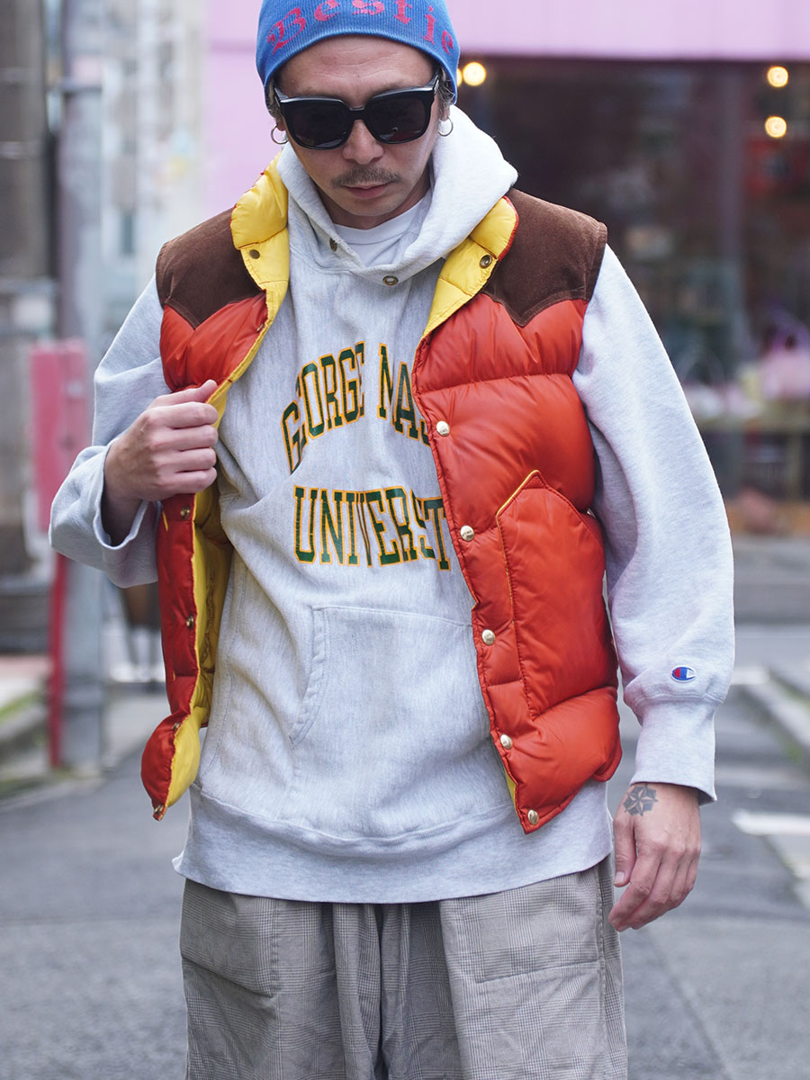 80's STRUGGLE GEAR スエードヨーク ダウンベスト 表記(S) 