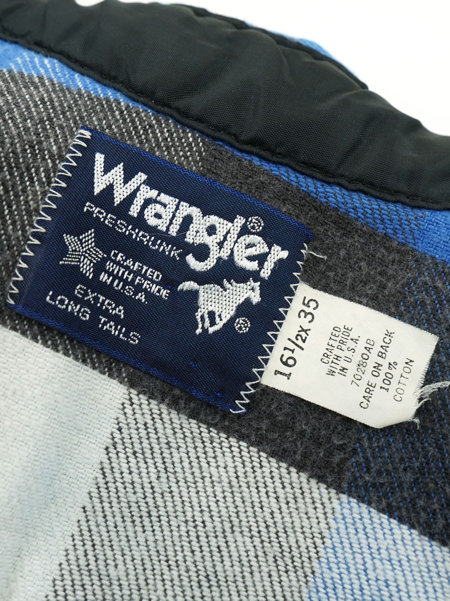 80's Wrangler ブロックチェック ウエスタンフランネルシャツ 表記(16 1/2-35) USA製