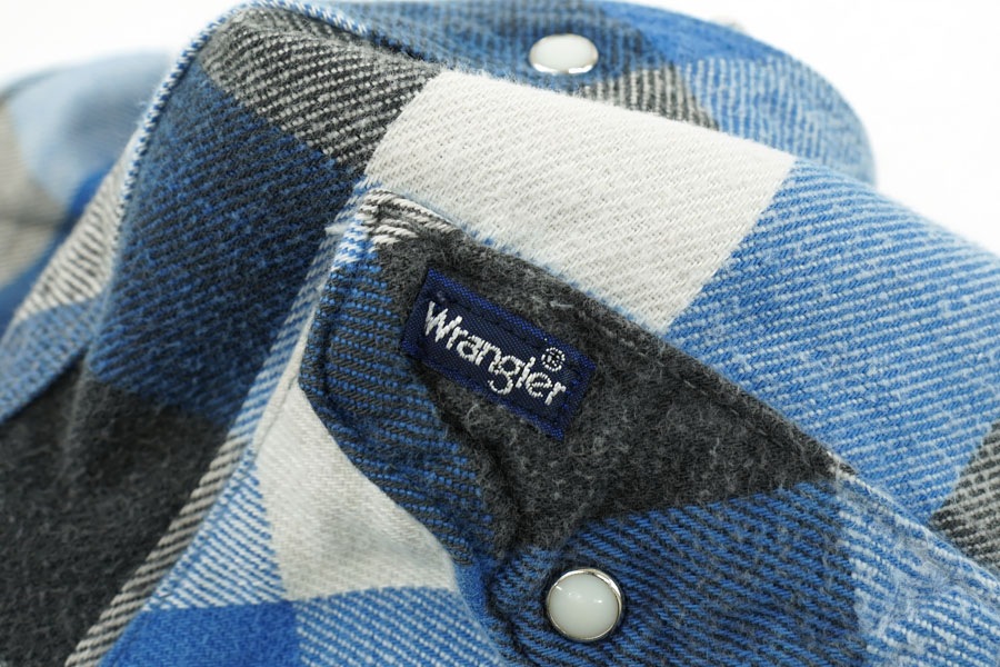 80's Wrangler ブロックチェック ウエスタンフランネルシャツ 表記(16 1/2-35) USA製