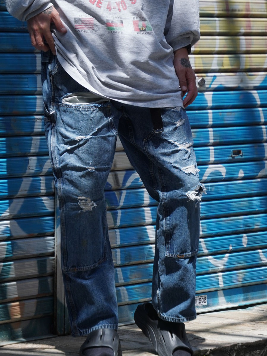 CARHARTT DOUBLE KNEE DENIM PAINTER PANTS DAMAGE！ (SIZE.W38 L30)