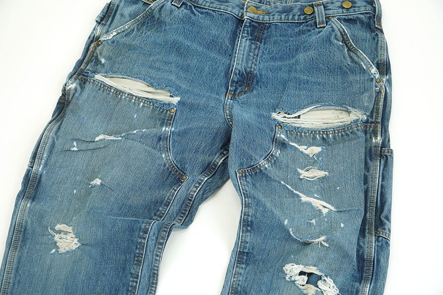CARHARTT DOUBLE KNEE DENIM PAINTER PANTS DAMAGE！ (SIZE.W38 L30)