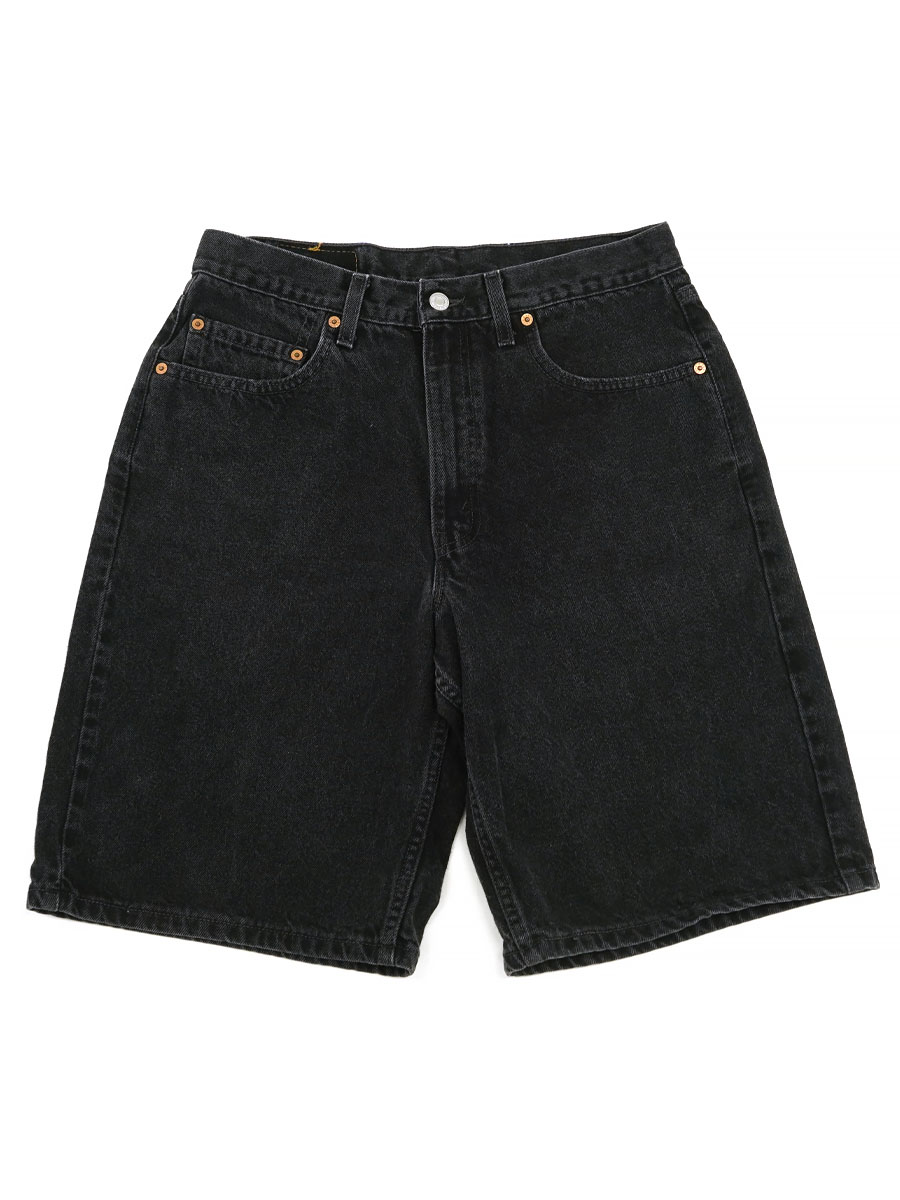 90'S LEVI'S 550 BLACK DENIM SHORTS WITH RED TAB (SIZE. W34 L00) MADE IN USA