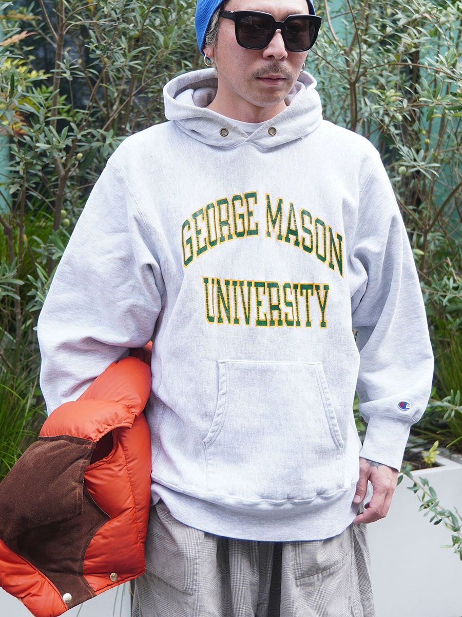 80's プリントタグ チャンピオン RWパーカ ''GEORGE MASON UNIVERSITY'' グレー 表記(XL) USA製