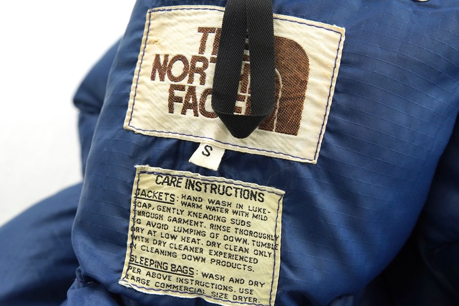 70's 茶タグ ノースフェイス リップストップ ダウンJKT ネイビー 表記(S)