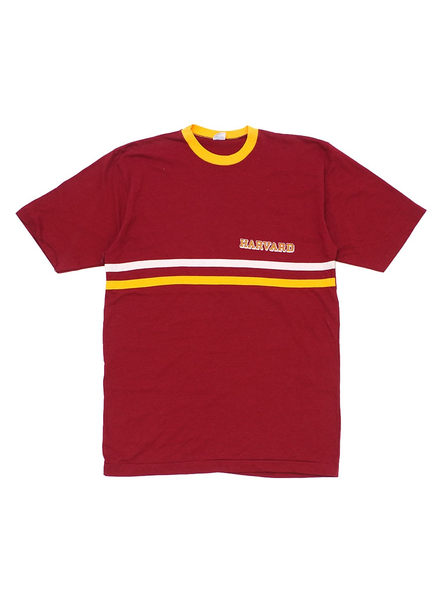 70'S CHAMPION ''HARVARD'' PRINT T SHIRT BURGUNDY (SIZE.X LARGE)