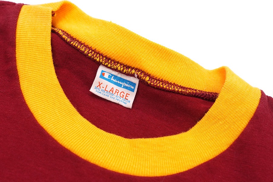 70'S CHAMPION ''HARVARD'' PRINT T SHIRT BURGUNDY (SIZE.X LARGE)