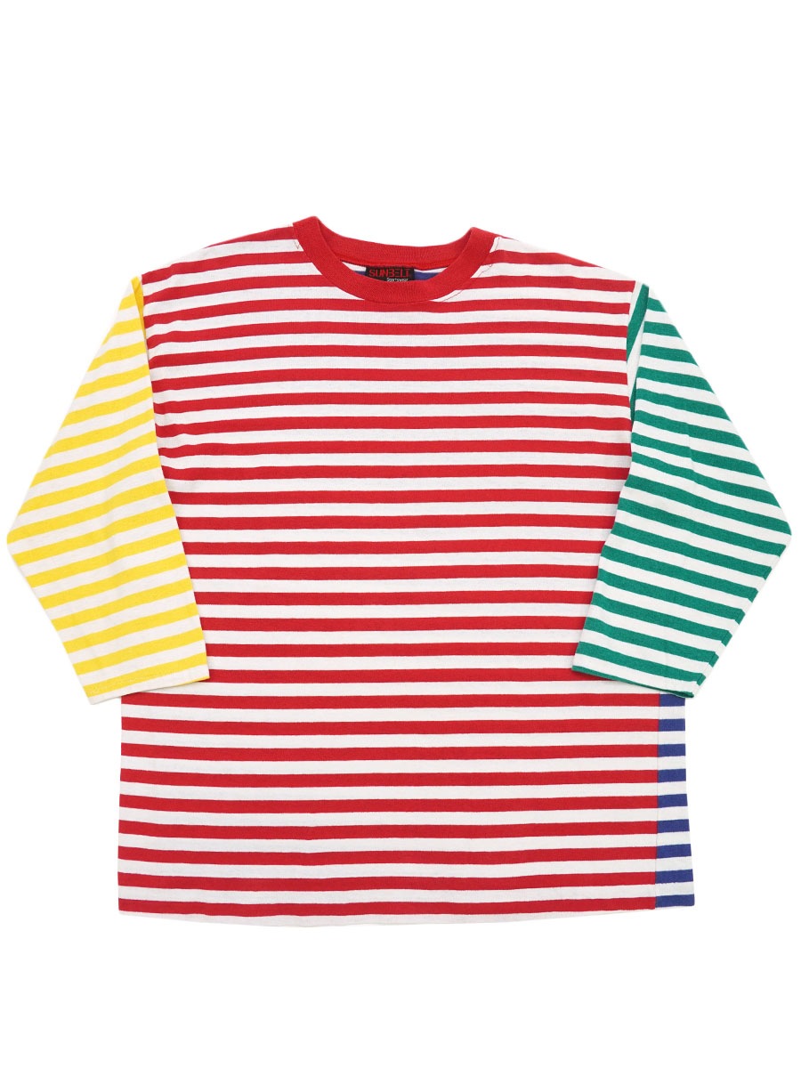 90's SUNBELT Sportswear クレイジーカラー ボーダー柄 ロングスリーブTシャツ 表記(ONE SIZE) USA製