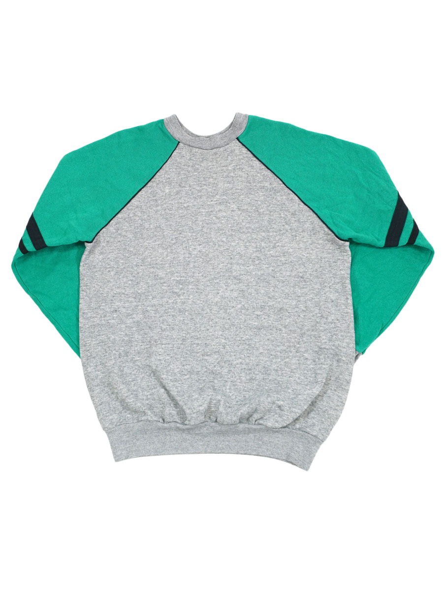 70's～ 2トーン切り替え 無地 ラグランスウェット グレー 実寸(M位)