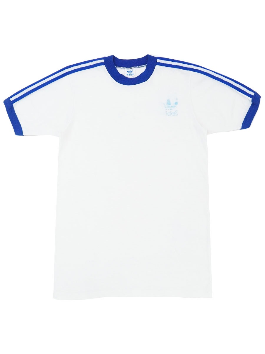 80'S ADIDAS LOGO PRINT RINGER T SHIRT (SIZE.MEDIUM) MADE IN USA
