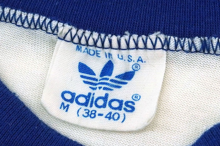80'S ADIDAS LOGO PRINT RINGER T SHIRT (SIZE.MEDIUM) MADE IN USA