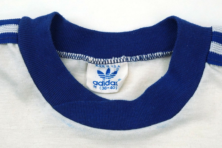 80'S ADIDAS LOGO PRINT RINGER T SHIRT (SIZE.MEDIUM) MADE IN USA