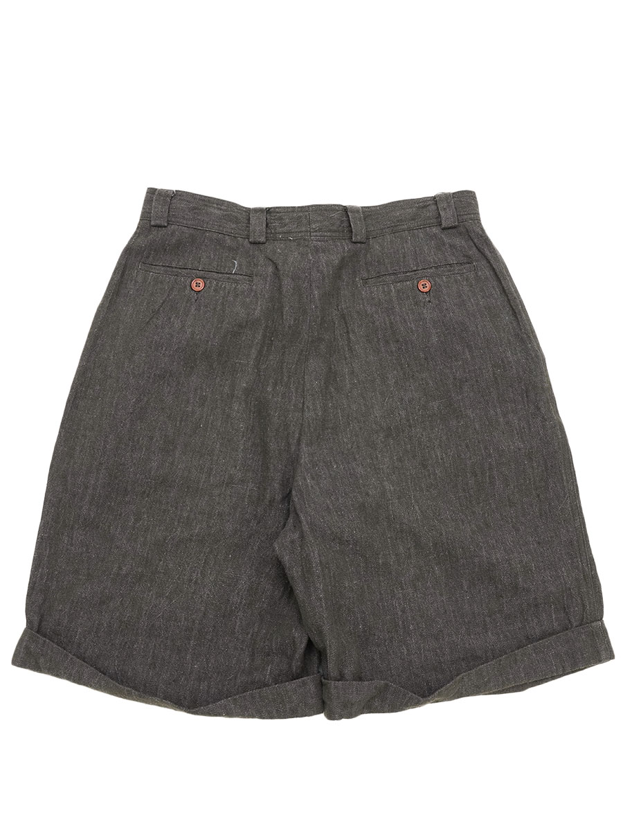 80's GIORGIO ARMANI 2タック コットンリネンショーツ 表記(W34)