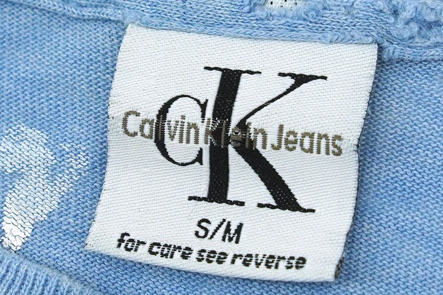 90'S CALVIN KLEIN JEANS PAINT！ LOGO PRINT T SHIRT (SIZE.SMALL/MEDIUM) MADE IN USA 