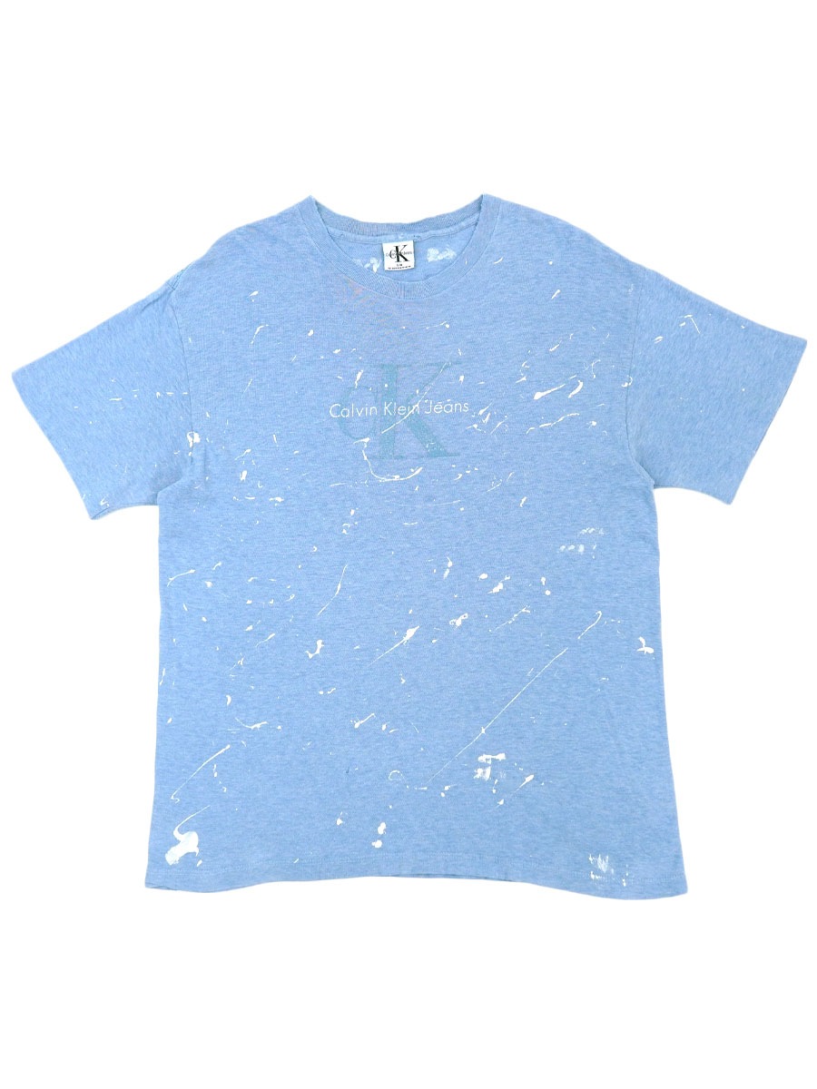 90'S CALVIN KLEIN JEANS PAINT！ LOGO PRINT T SHIRT (SIZE.SMALL/MEDIUM) MADE IN USA 