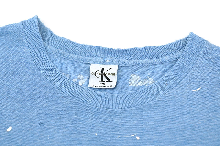 90'S CALVIN KLEIN JEANS PAINT！ LOGO PRINT T SHIRT (SIZE.SMALL/MEDIUM) MADE IN USA 