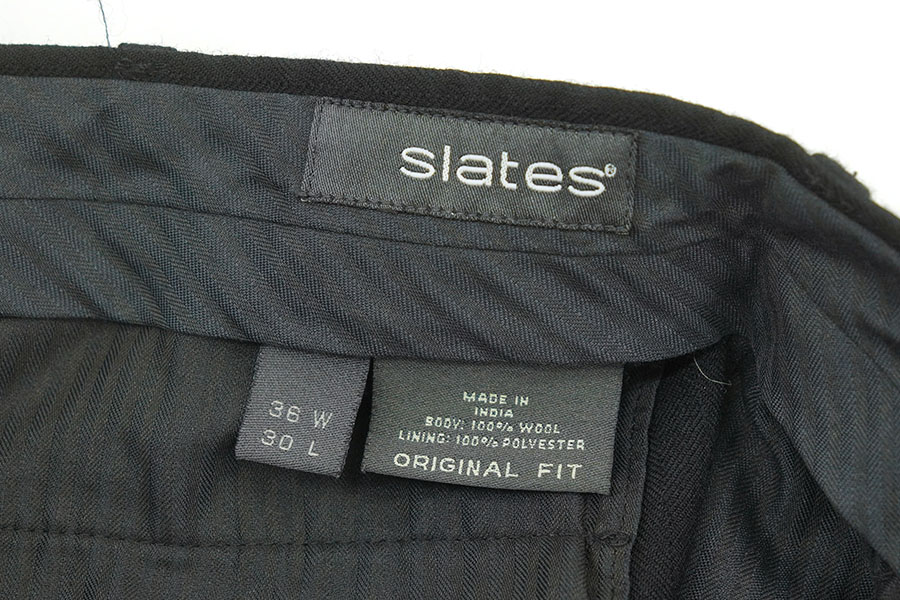00's slates 2タック ウールスラックス ブラック 表記(W36 L30)