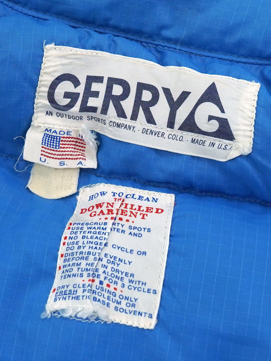 80's GERRY 2ポケ リップストップ ダウンベスト スカイブルー 表記(M) USA製