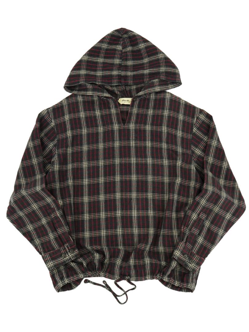 90'S EDDIE BAUER HOODED LONG SLEEVE PULLOVER SHIRT (SIZE.LARGE) 