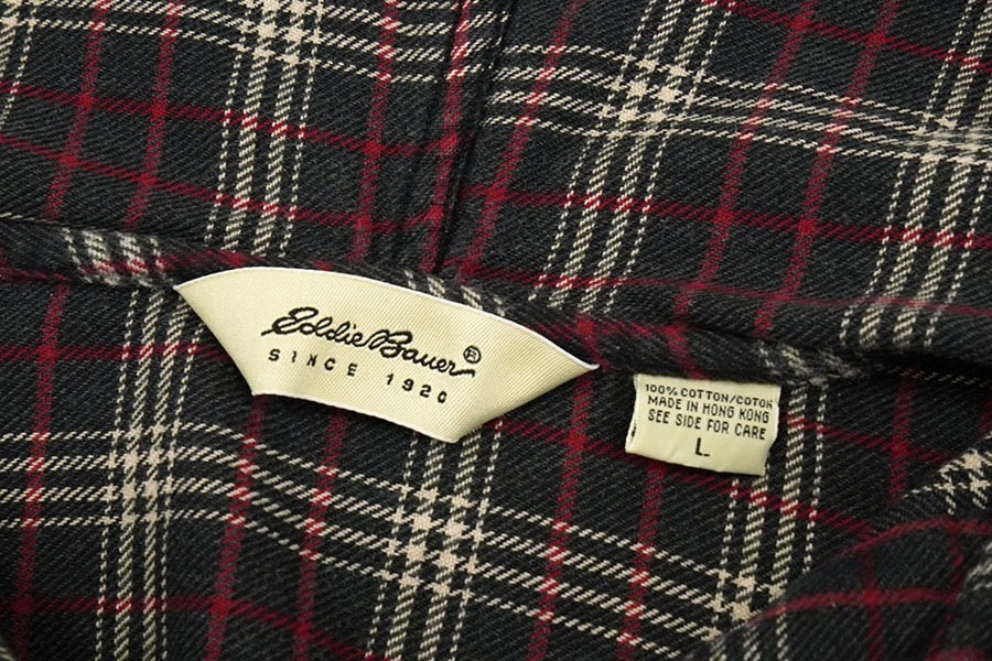90'S EDDIE BAUER HOODED LONG SLEEVE PULLOVER SHIRT (SIZE.LARGE) 