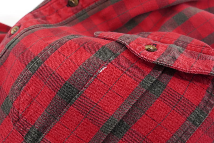 FILSON RED X BLK 100%COTTON PLAID CHECK L/S SHIRT (SIZE. X LARGE) MADE IN USA