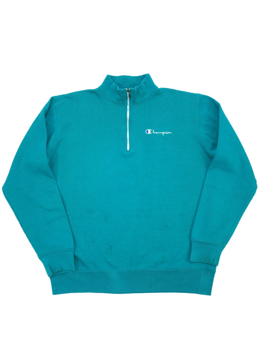 90'S CHAMPION HALF ZIP SWEAT SHIRT (SIZE. ONE SIZE FITS ALL) MADE IN USA