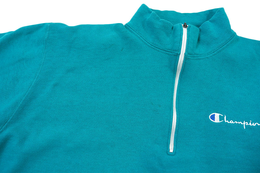90'S CHAMPION HALF ZIP SWEAT SHIRT (SIZE. ONE SIZE FITS ALL) MADE IN USA