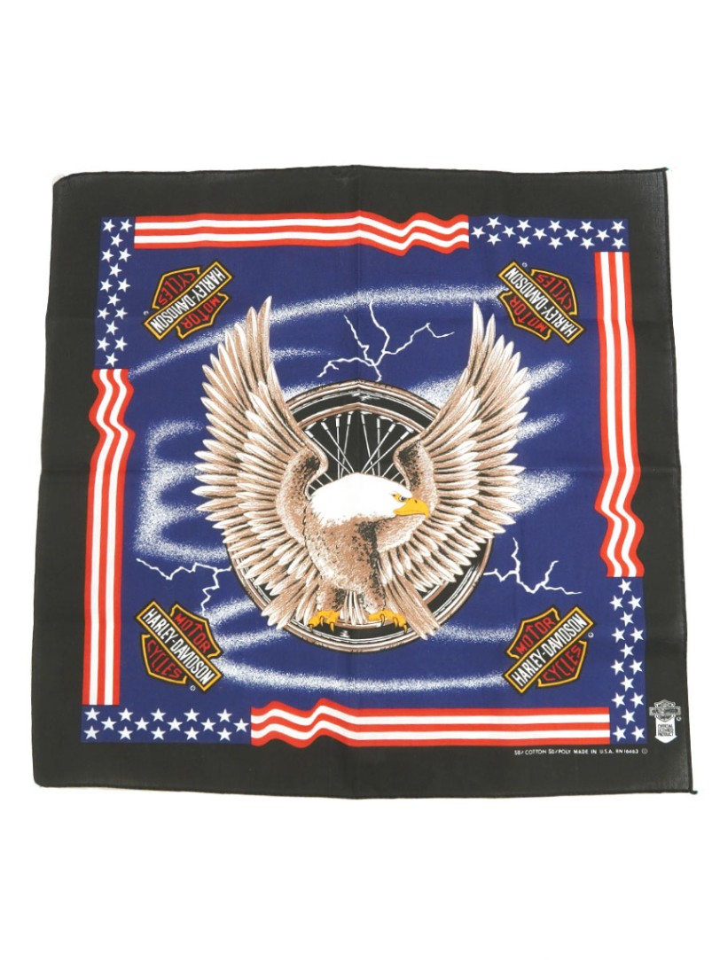 80's Harley Davidson イーグル×ウィール バンダナ MADE IN USA