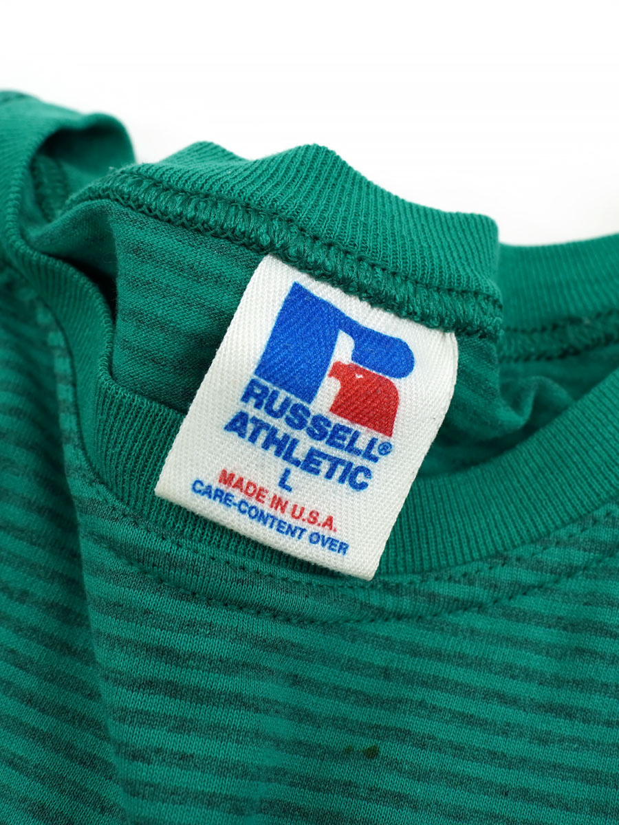 90's RUSSELL ATHLETIC ボーダーTシャツ 表記(L) USA製