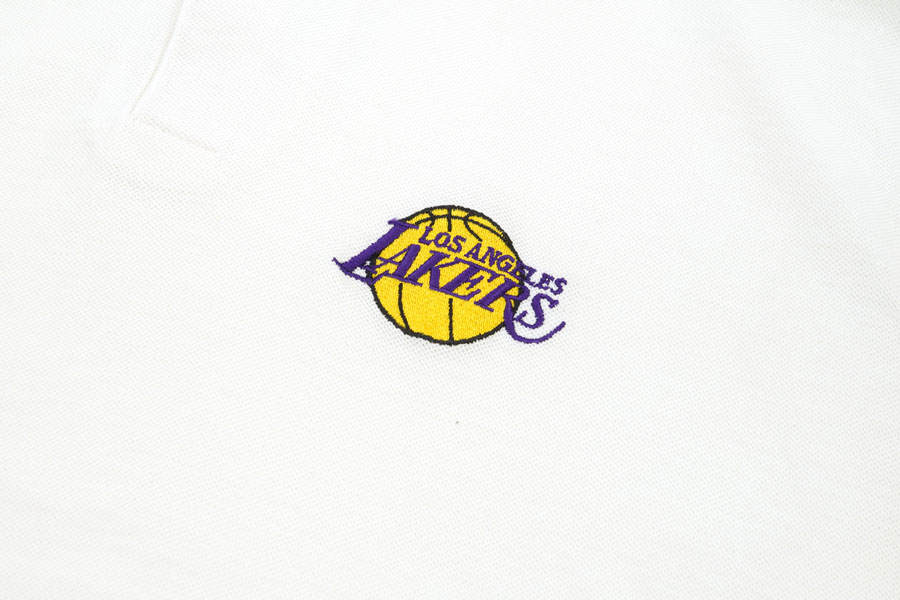 80's LOGO 7, INC. ''LOS ANGELES LAKERS'' 刺繍ロゴ ポロシャツ 表記(XL) USA製