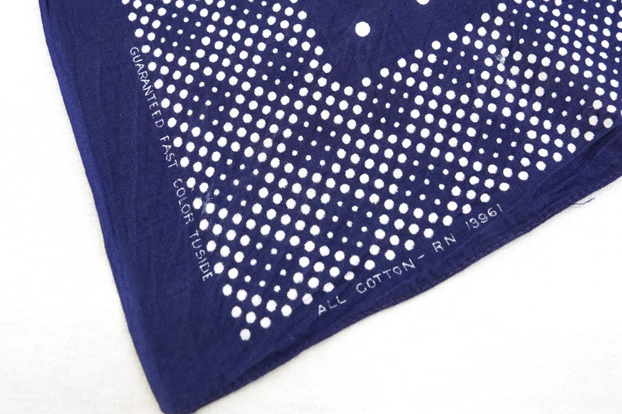 ビンテージ　バンダナ　ネイビードット 60's ビンテージ ALL COTTON ドット バンダナ ネイビー | NEW