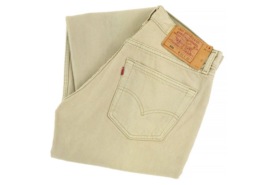 90'S LEVI'S 501 COLOR DENIM JEANS BEIGE (SIZE. W31 L30) MADE IN USA