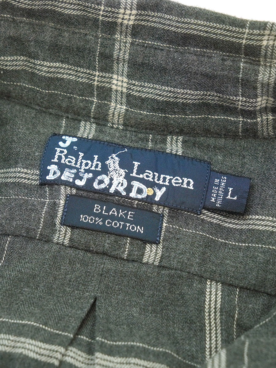RALPH LAUREN BLAKE 100% COTTON LONG SLEEVE PLAID B.D. SHIRT (SIZE. LARGE)