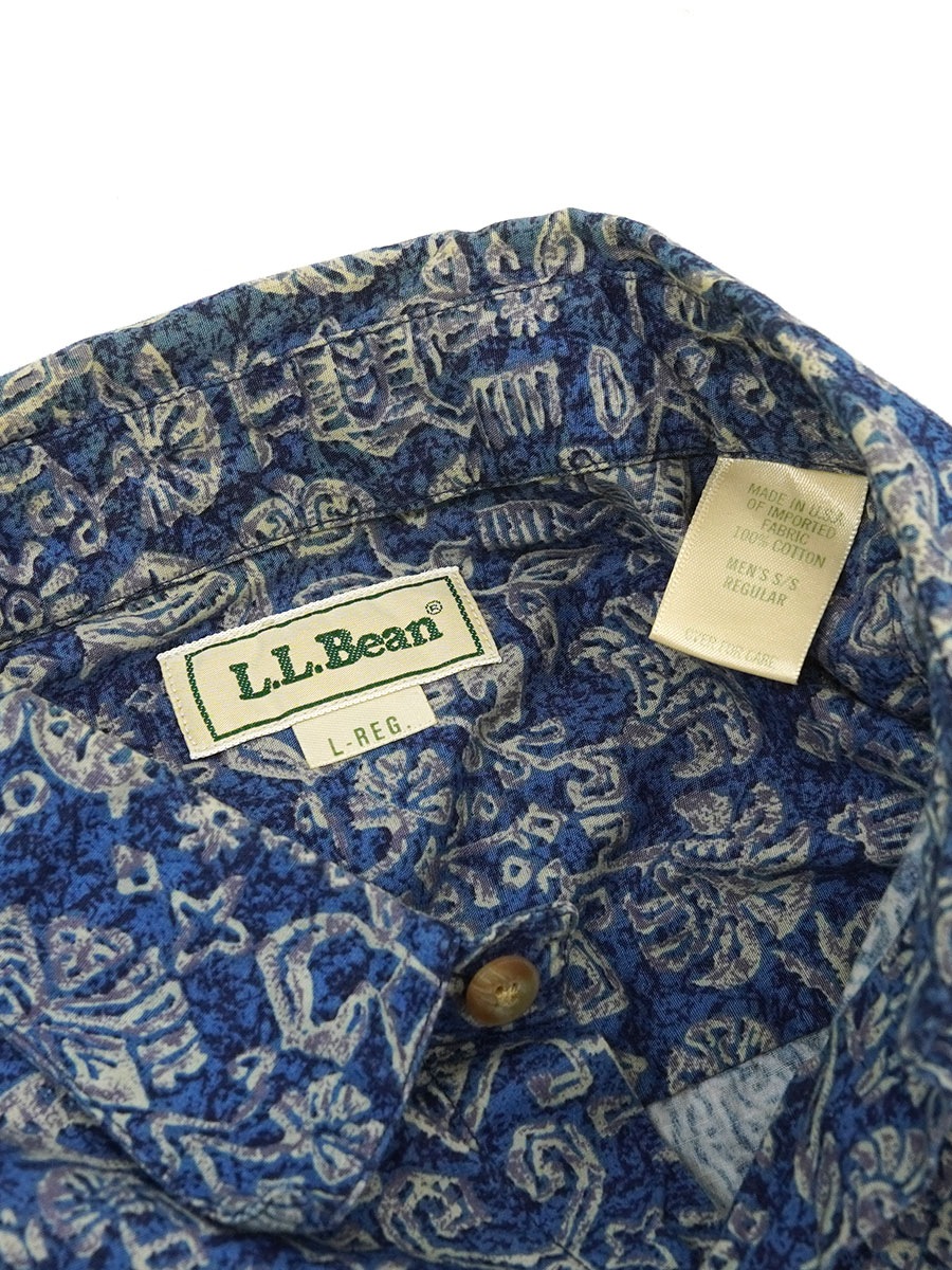 90's L.L.Bean 総柄 ショートスリーブシャツ 表記(L-REG.) USA製