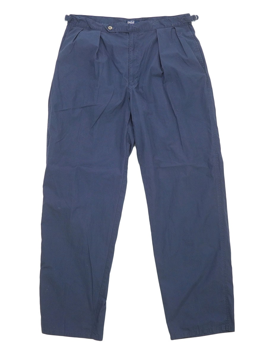 RALPH LAUREN 2 TUCK COTTON PANTS NAVY (SIZE.W38 L32) MADE IN USA