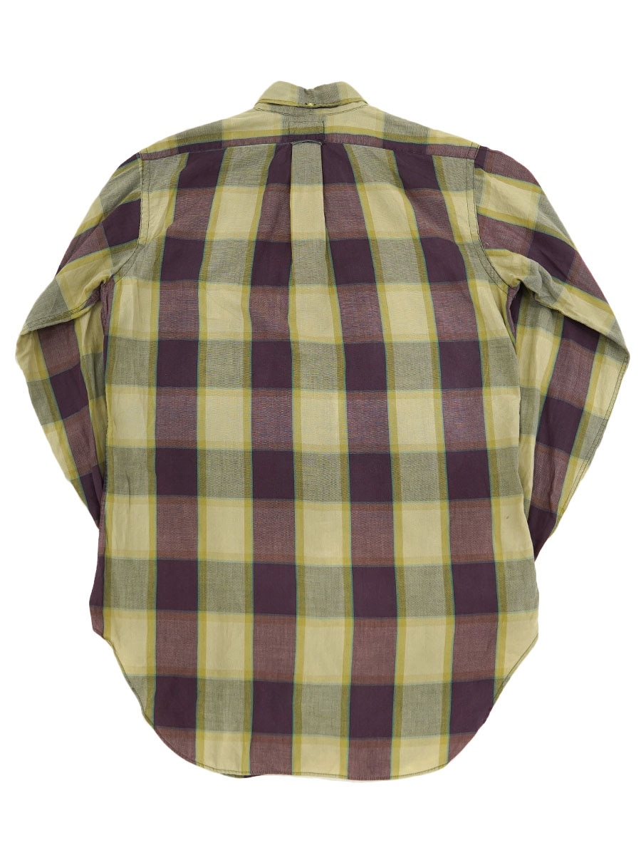 60's Lindberq 3点留め トーンオントーンチェック ボタンダウンシャツ 実寸(M位)