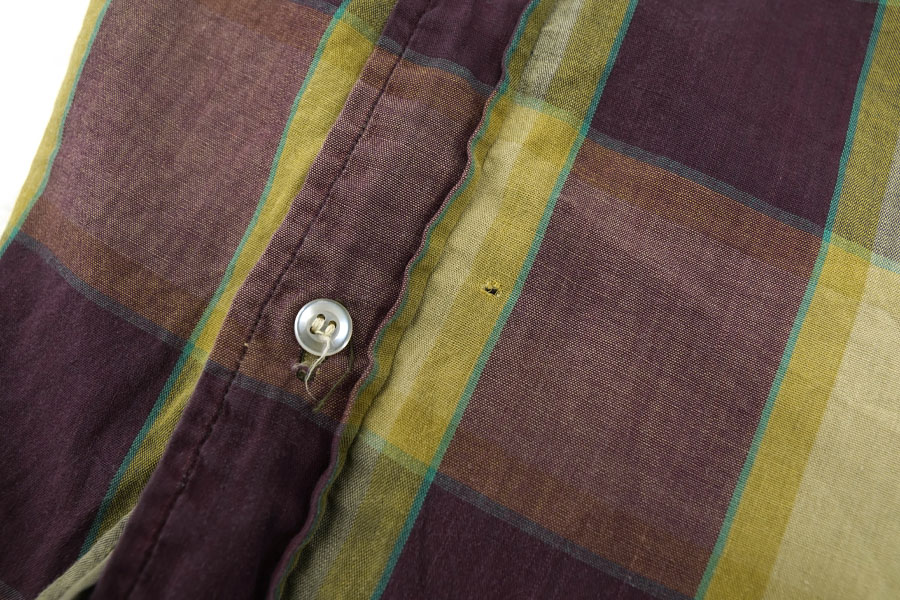 60's Lindberq 3点留め トーンオントーンチェック ボタンダウンシャツ 実寸(M位)