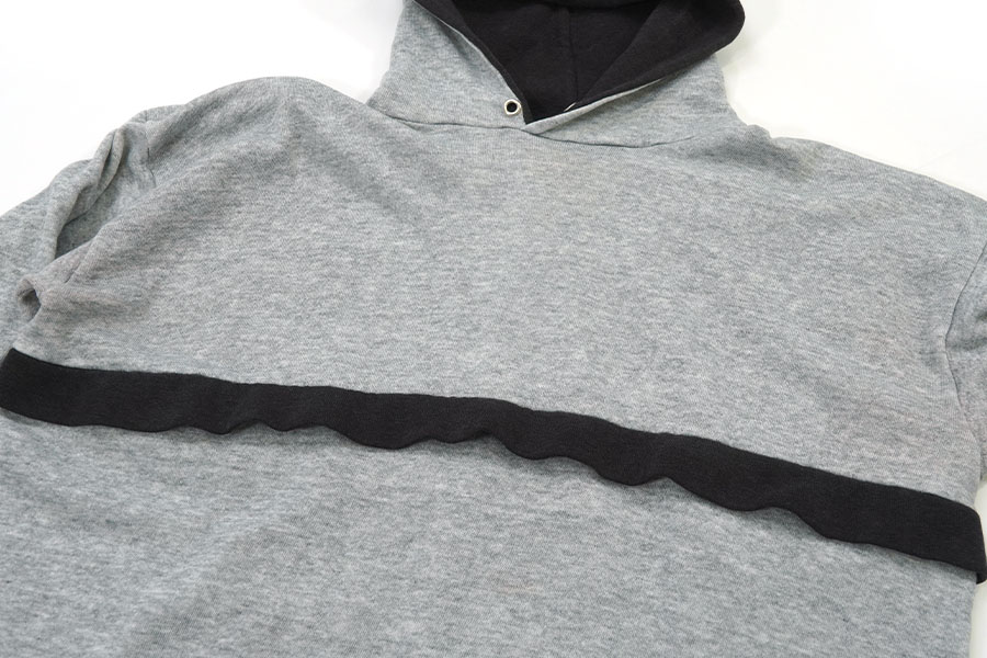 80'S～ RED STONE 2TONE HOODED SWEAT SHIRT GREY×BLACK (SIZE.50) MADE IN USA