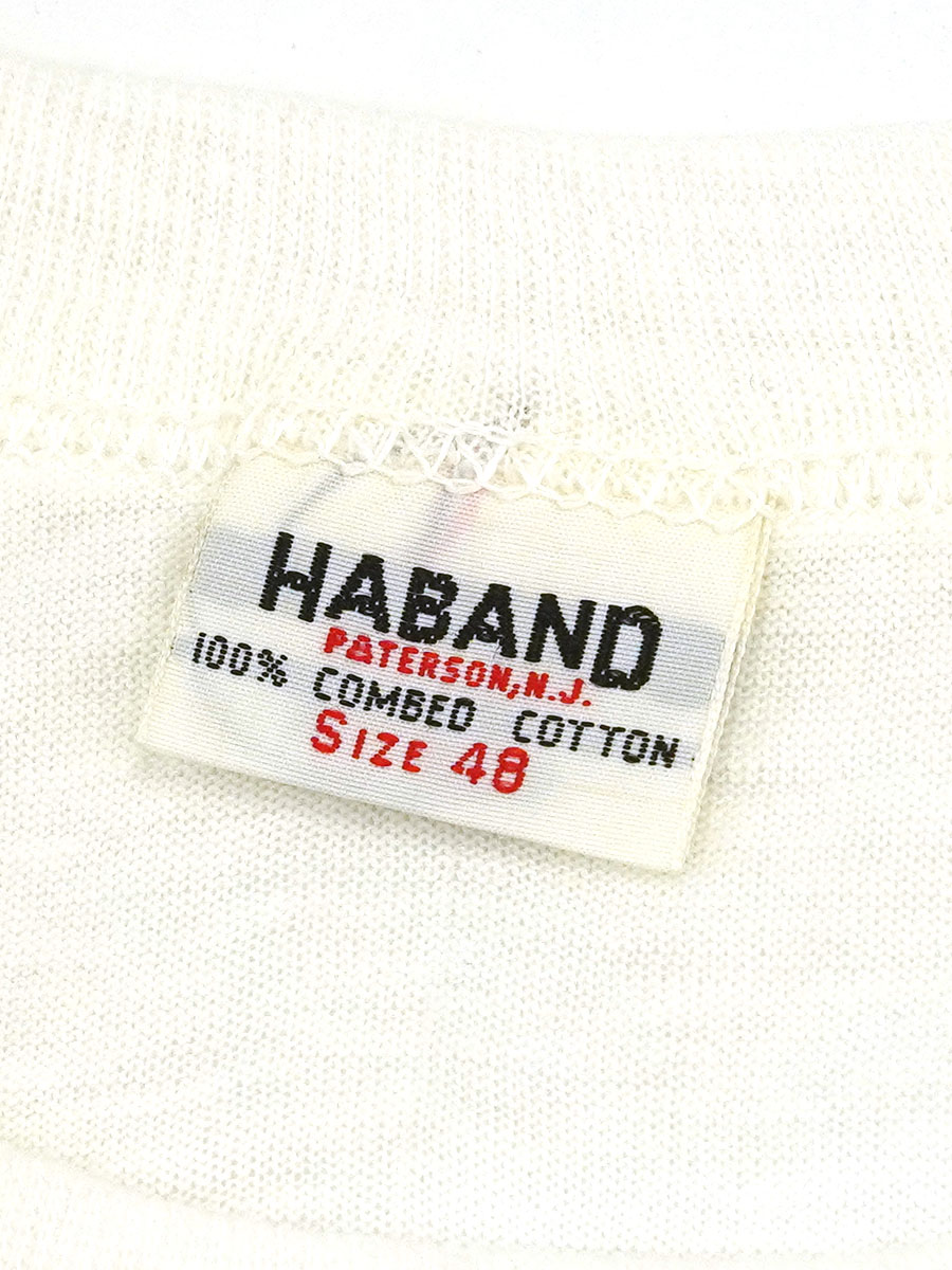 60's HABAND バインダーネック 無地Tシャツ ホワイト 表記(48) NOS