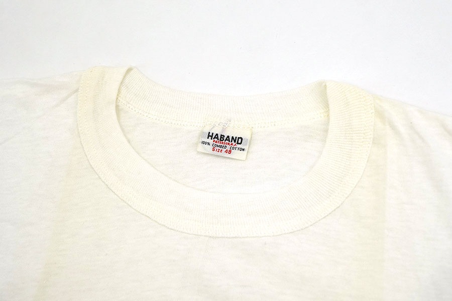 60's HABAND バインダーネック 無地Tシャツ ホワイト 表記(48) NOS