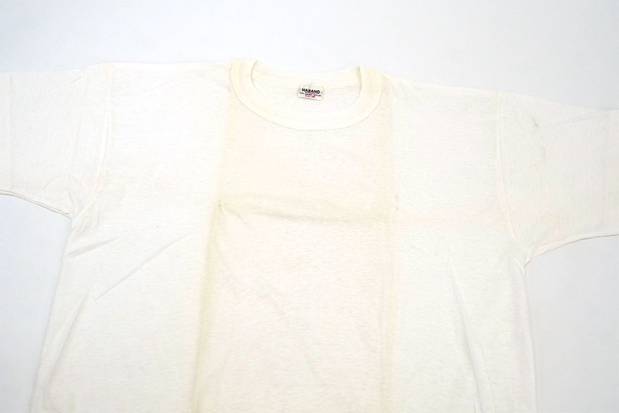 60's HABAND バインダーネック 無地Tシャツ ホワイト 表記(48) NOS