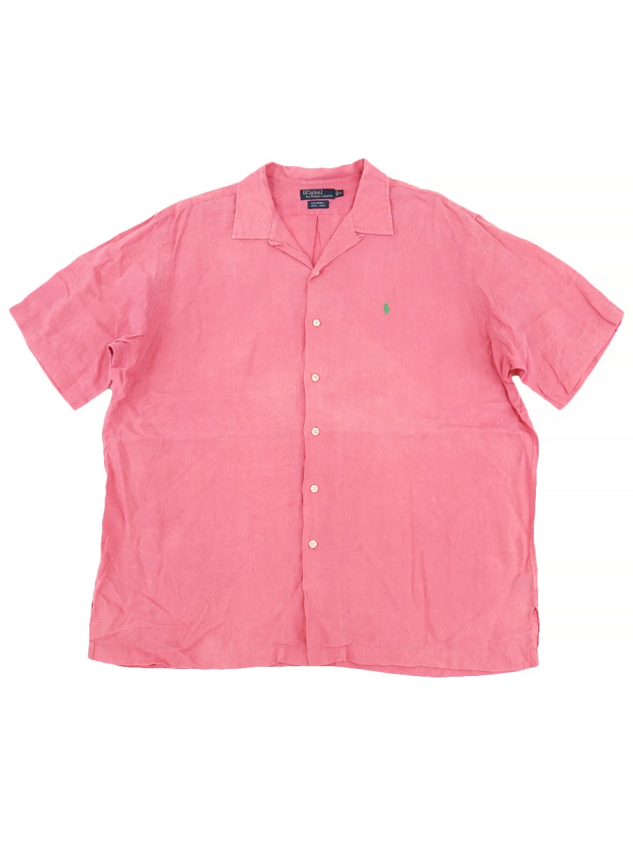 RALPH LAUREN CALDWELL 100% LINEN LOOP COLLAR S/S SHIRT PINK (SIZE. X LARGE)