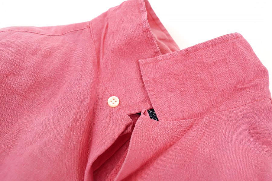 RALPH LAUREN CALDWELL 100% LINEN LOOP COLLAR S/S SHIRT PINK (SIZE. X LARGE)