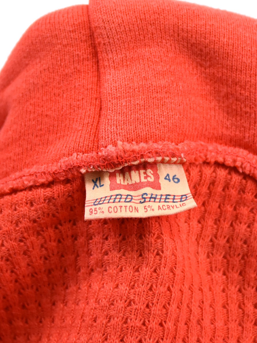 60's HANES WIND SHEILD フルジップ 裏サーマルスウェットパーカ 赤 表記(XL) ASIS