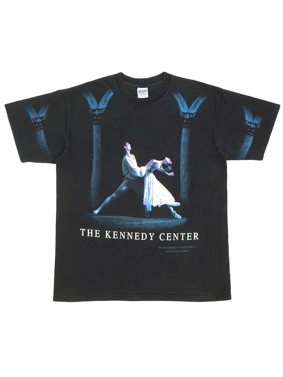 00's GILDAN ''THE KENNEDY CENTER'' オールオーバープリント Tシャツ ブラック 表記(L)