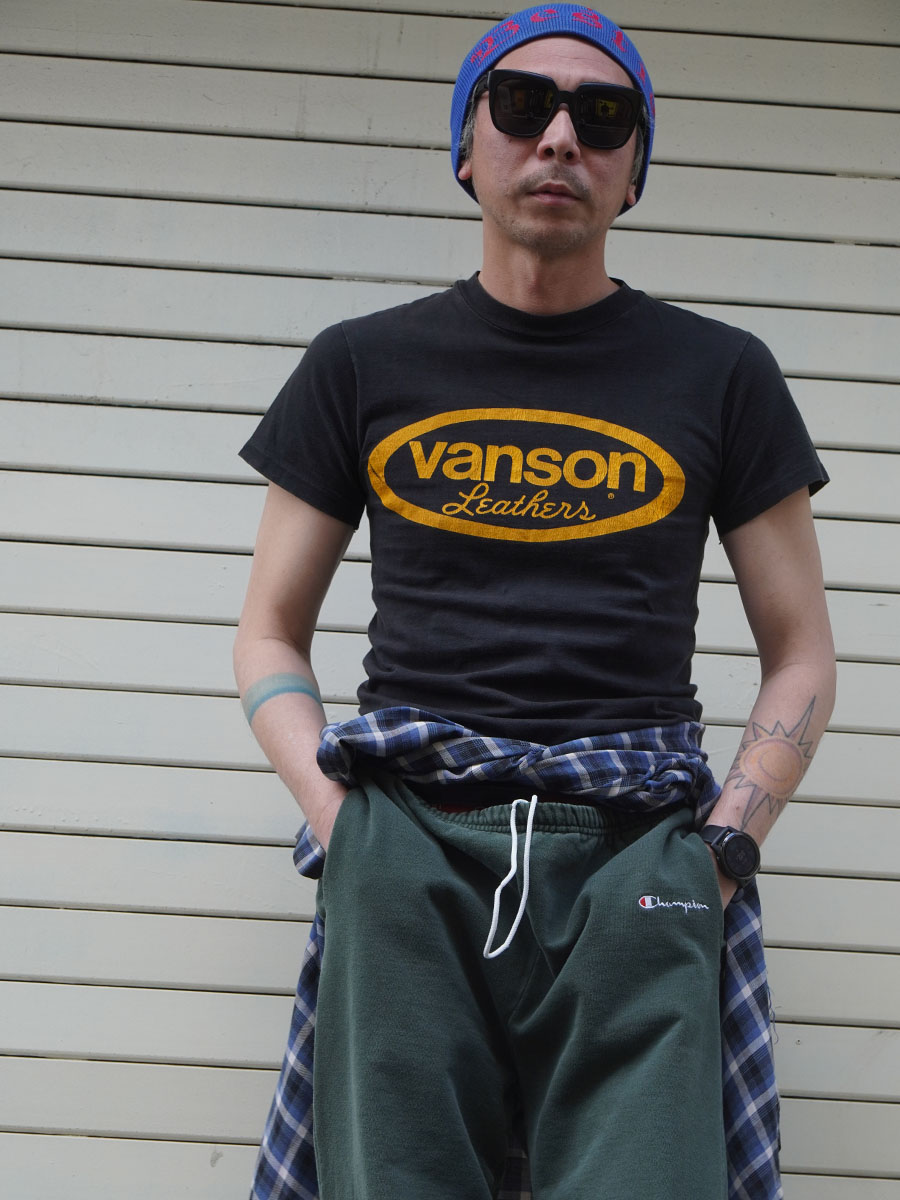 80'S～ HANES ''VANSON LEATHERS'' T SHIRT BLK (SIZE. SMALL) MADE IN USA