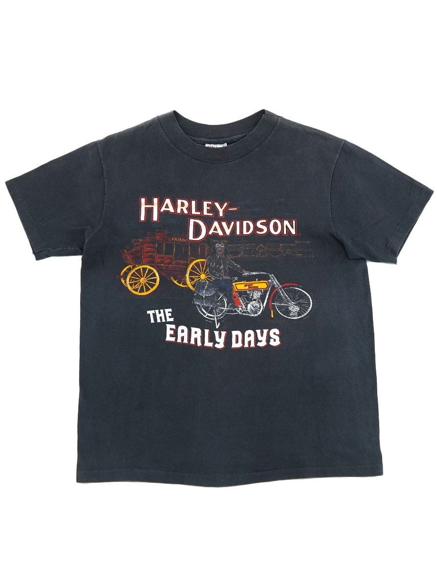 80's～ Hanes ハーレーダヴィッドソン ''THE EARLY DAYS'' 両面プリントTシャツ 表記(M)