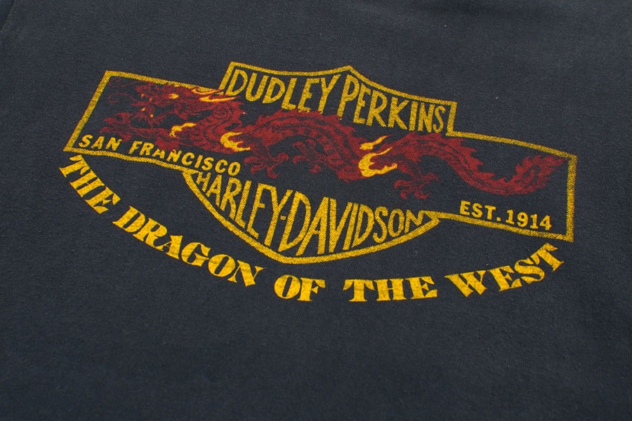 80's～ HARLEY-DAVIDSON ''THE DRAGON OF THE WEST'' Tシャツ ブラック 実寸(M位)
