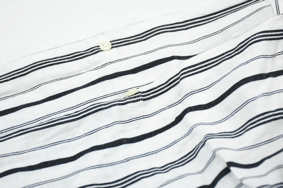 ラルフローレン 100%リネン 白黒ランダムストライプ ロングスリーブシャツ 表記(XL)